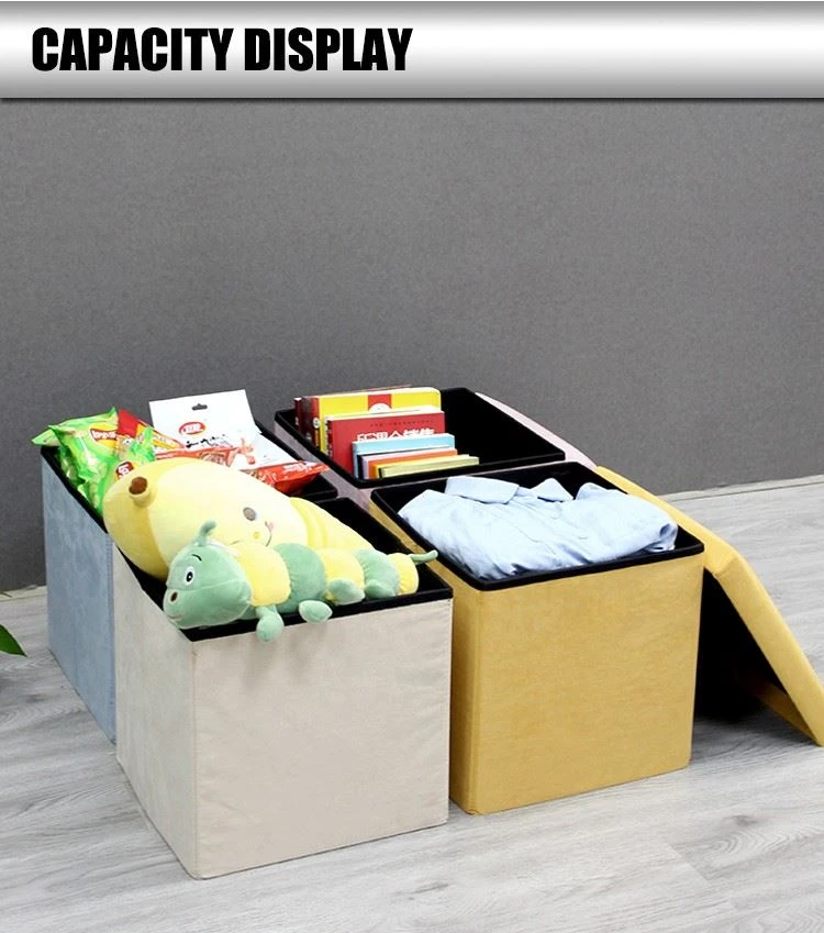 Rectangular Foldable Flannel Storage Stool