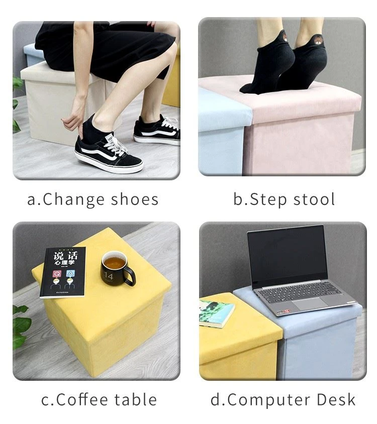 Rectangular Foldable Flannel Storage Stool Rectangular Foldable Flannel Storage Stool