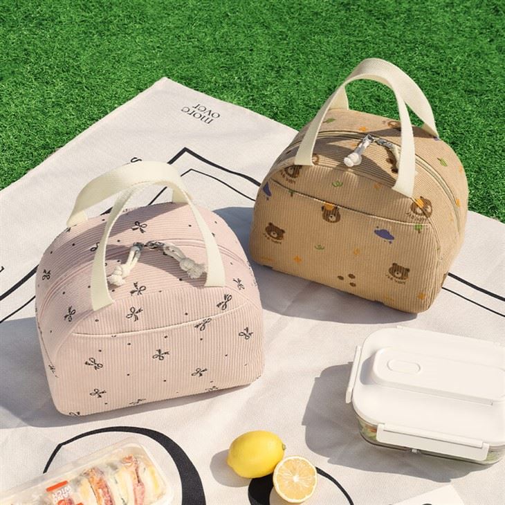 Corduroy insulation fashionable lunch bag