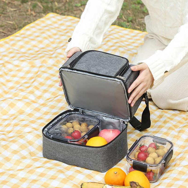 Double Layer Portable Lunch Insulated Bag