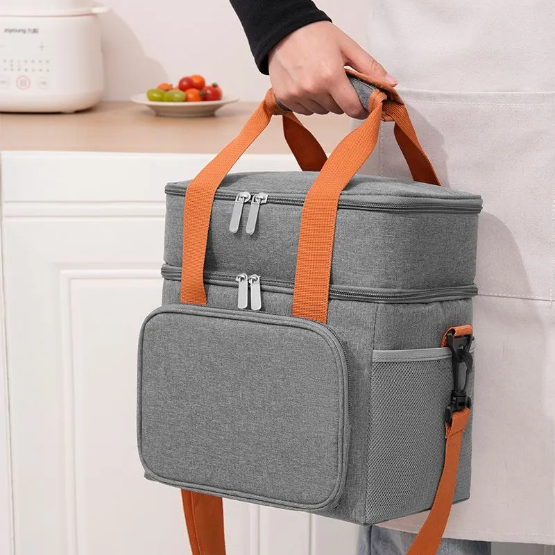 Large Capacity Double Layer Outdoor Lunch Bag