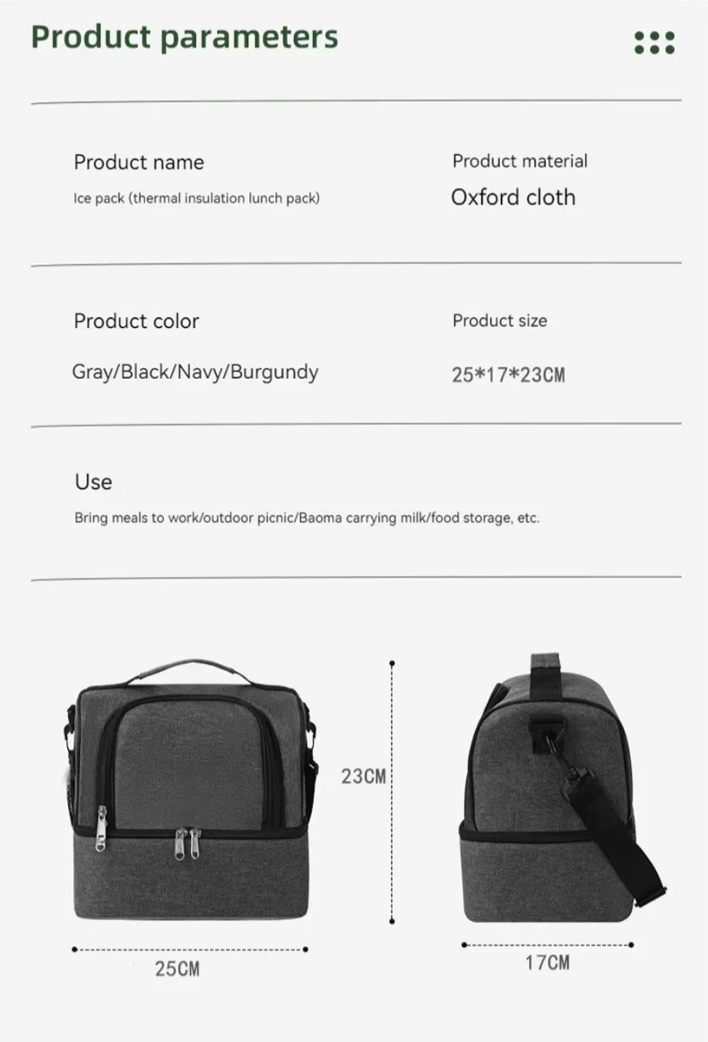 Double Layer Portable Lunch Insulated Bag