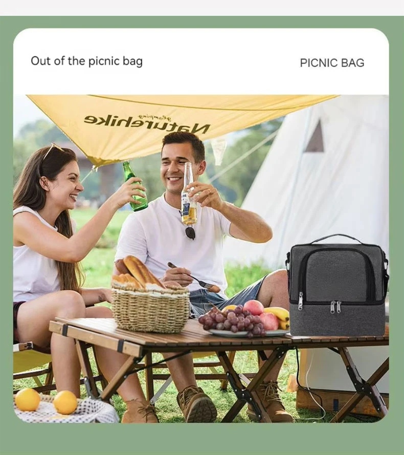Double Layer Portable Lunch Insulated Bag