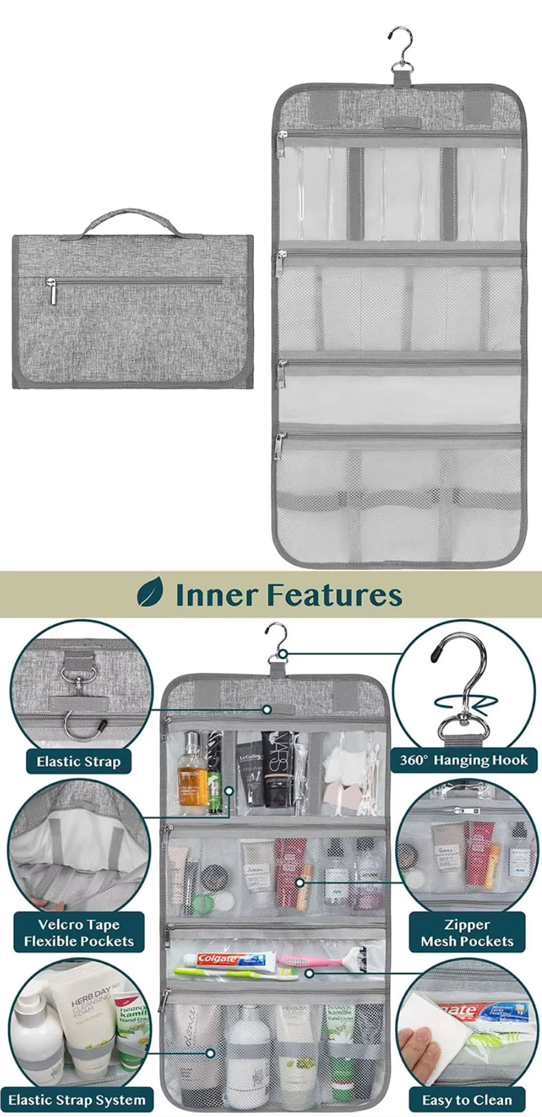 Roll up Hanging Toiletry Bag Jewelry Case Roll up Hanging Toiletry Bag Jewelry Case