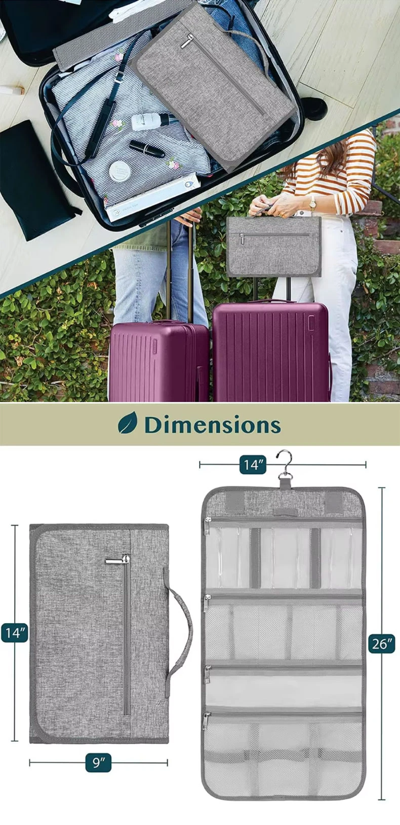 Roll up Hanging Toiletry Bag Jewelry Case