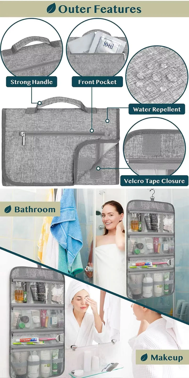 Roll up Hanging Toiletry Bag Jewelry Case