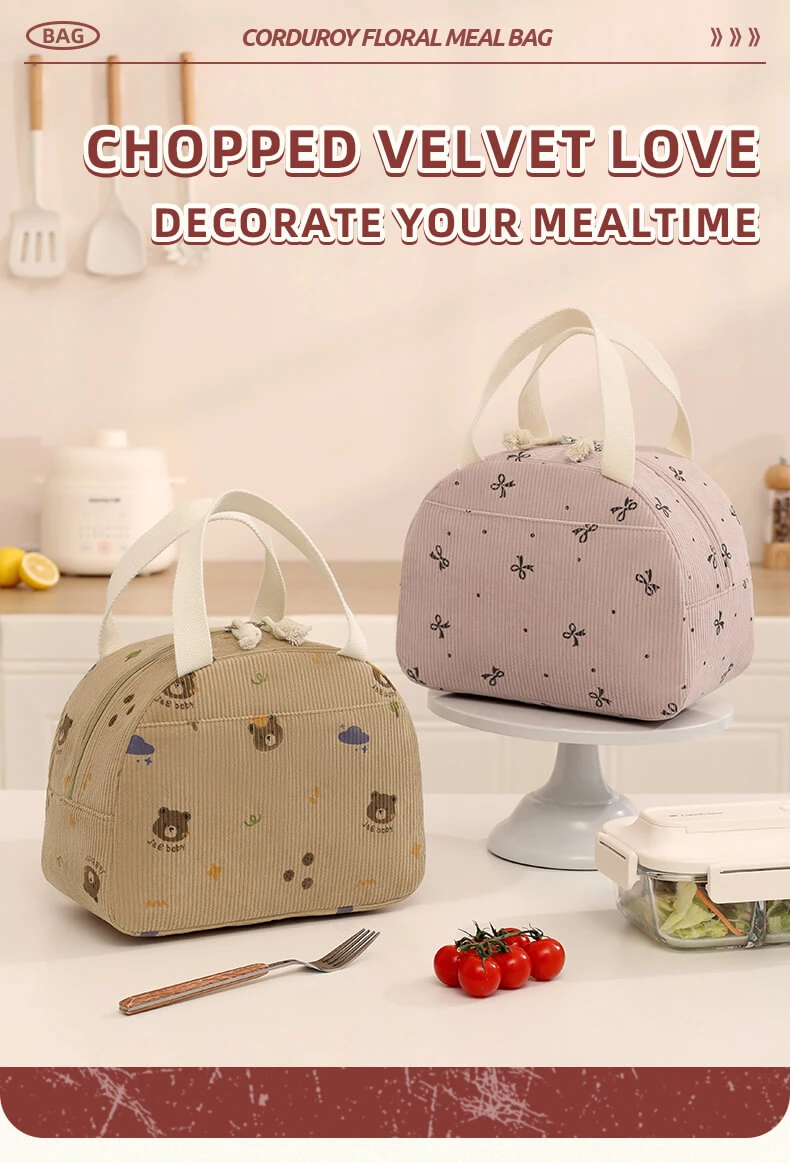 Corduroy insulation fashionable lunch bag-1 Corduroy insulation fashionable lunch bag-1
