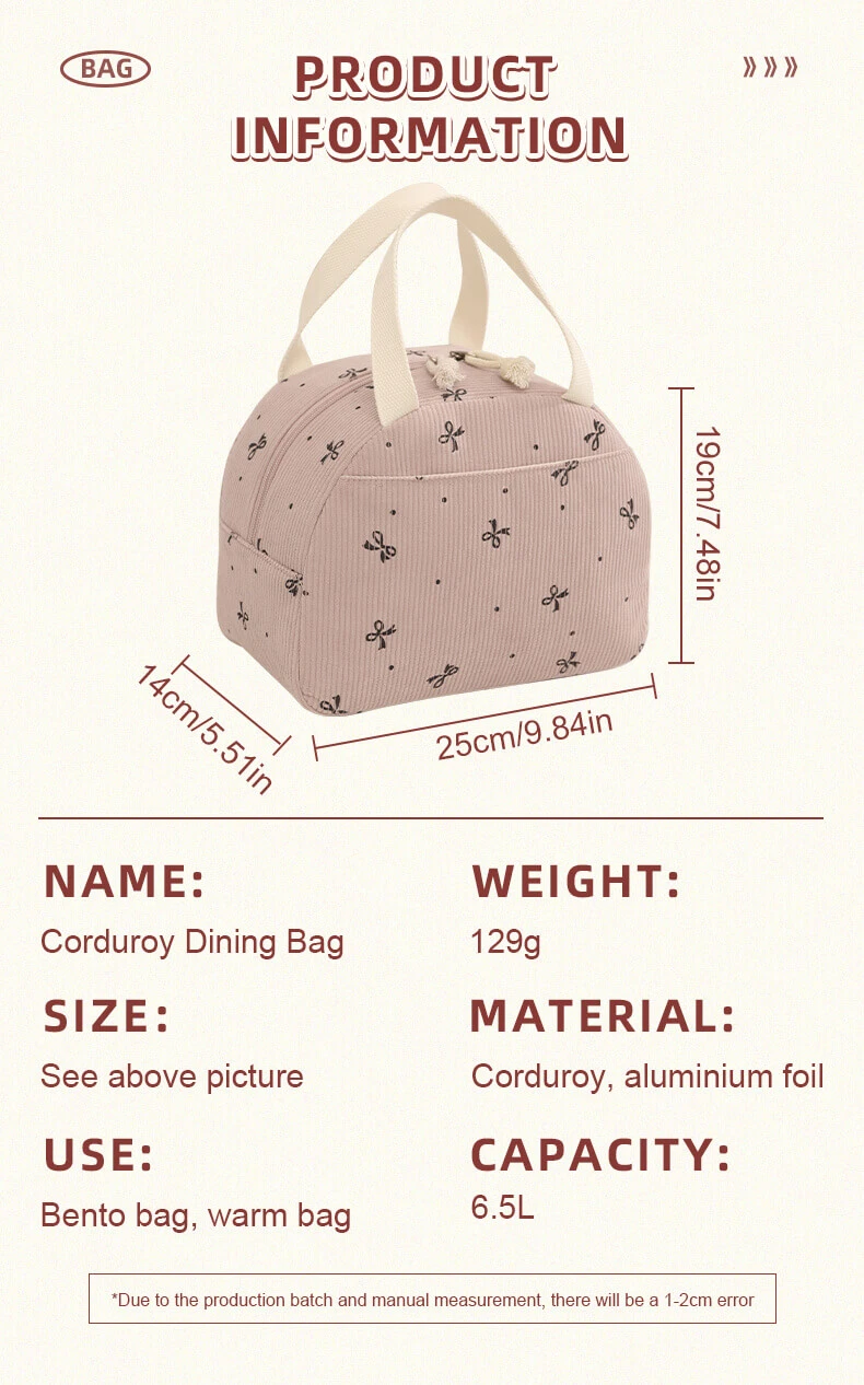 Corduroy insulation fashionable lunch bag-2 Corduroy insulation fashionable lunch bag-2