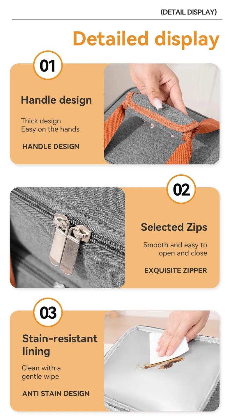 Large capacity double layer outdoor lunch Bag-7