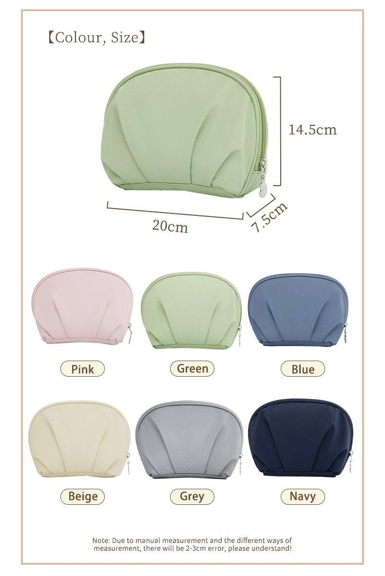 Small lightweight waterproof half moon cosmetic bag-3