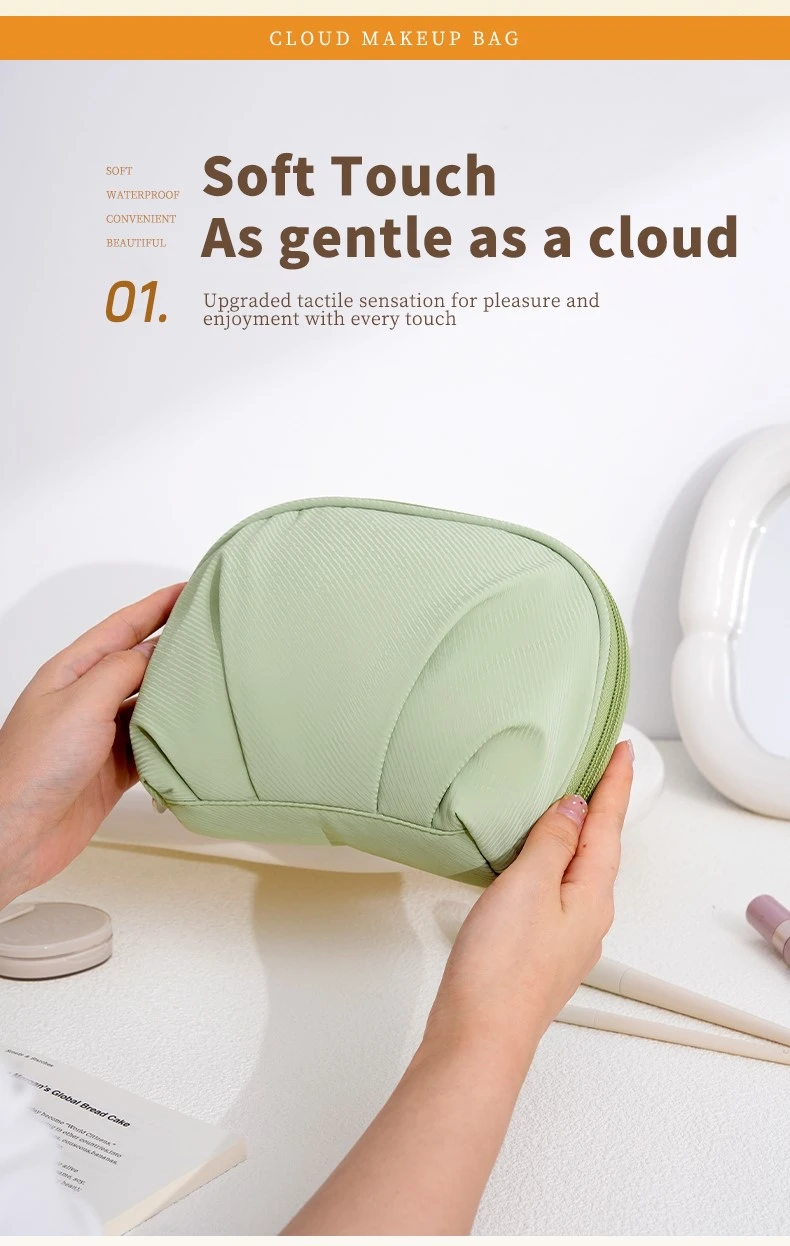 Small lightweight waterproof half moon cosmetic bag-1