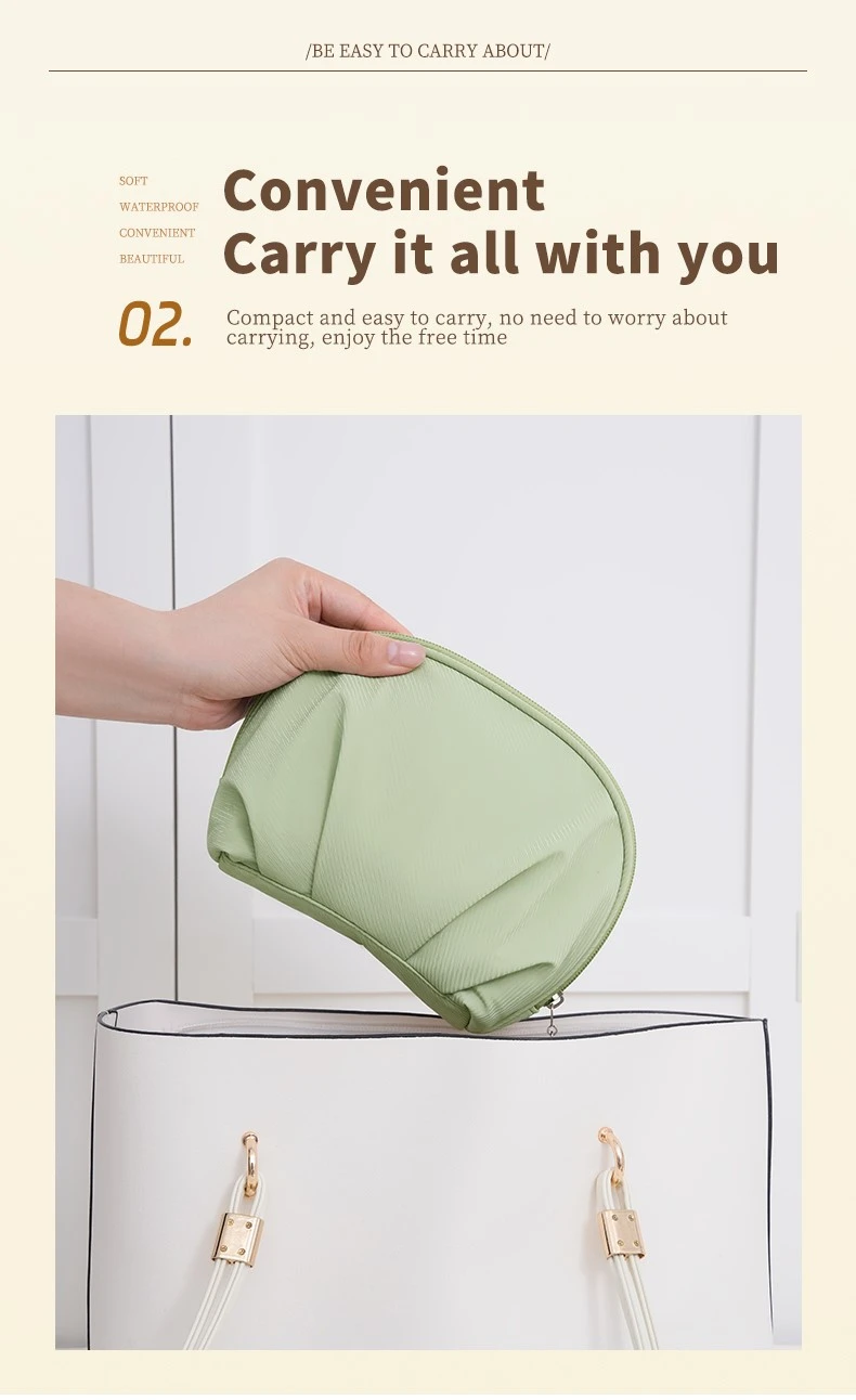 Small lightweight waterproof half moon cosmetic bag-5