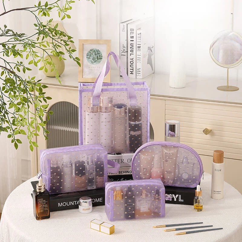 Fashionable mesh multi-size cosmetic bag