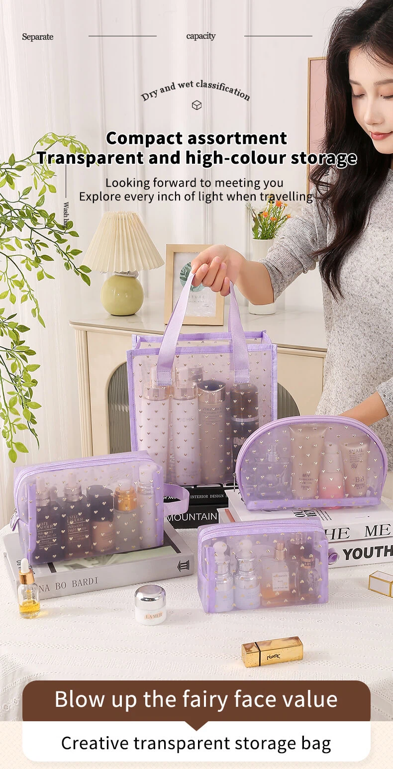 Fashionable mesh multi-size cosmetic bag 1