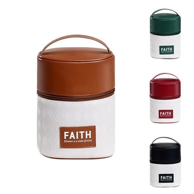 Grid Round Vertical Portable Cosmetic Bag