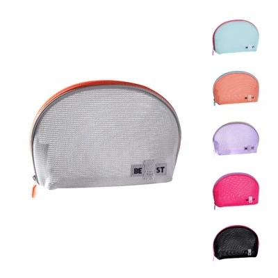 Large Opening Semicircle Cosmetic Makeup Bag Beach Mesh Bag