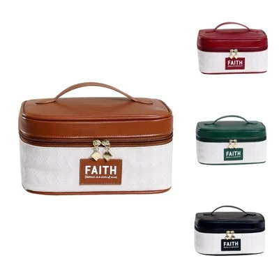 Long Box-Shaped Cosmetic Bag With Makeup Brush Organiser
