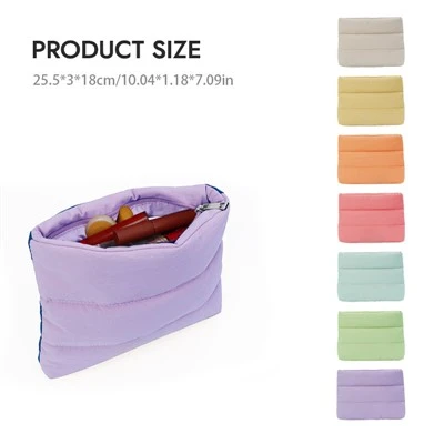 Soft Padded Puffer Quilted Makeup Bag