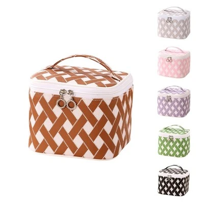 Square Cosmetic Bag for Makeup with Brush Holder