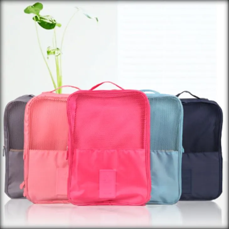 Multifunctional 3 Pairs Travel Portable Luggage Organizer Bag for Shoes Underwear, Custom Printed Easy Carry Shoes Travel Bag Factory
