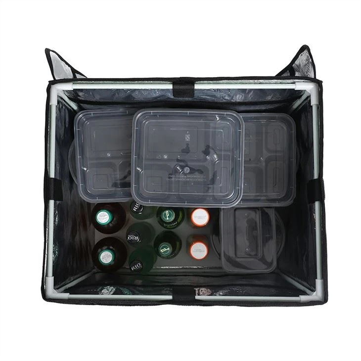 32L,48L,62L Insulated Food Delivery Bag With Support Frame And Plastic Bottom Plate