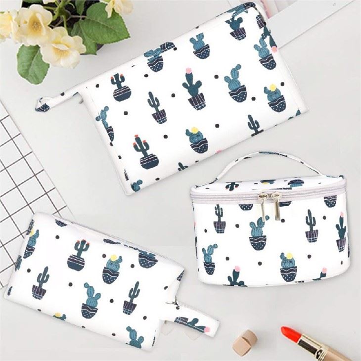 3 Pack Cactus Cosmetic Bags