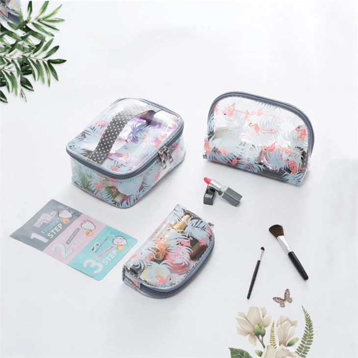 Clear Flamingo Paint Cosmetic Bags
