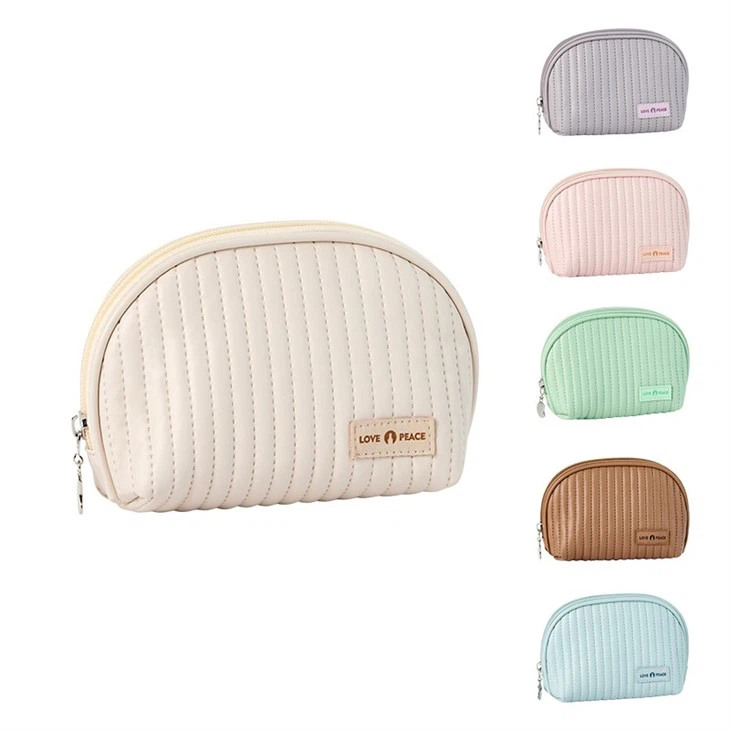 Quilted PU Semi-circle Cosmetic Bag