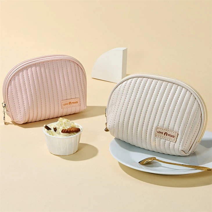 Quilted PU Semi-circle Cosmetic Bag