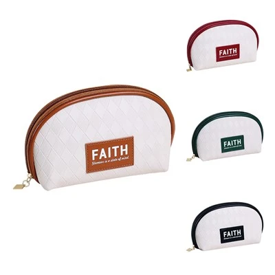 Diamond Check Semi-circle Makeup Bag