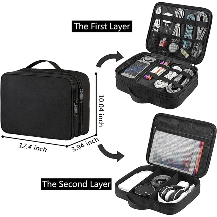 2 Layer Electronics Organizer Travel Case
