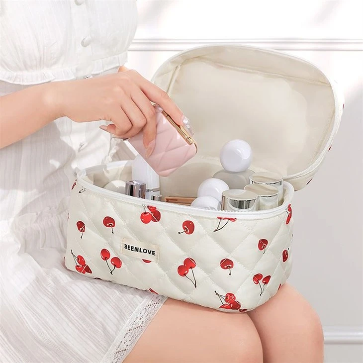 3Pcs Elegant Quilted Makeup Bag