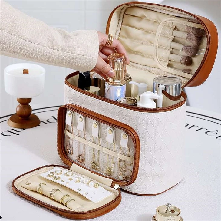 Brush Compartment Makeup Pouch Organizer