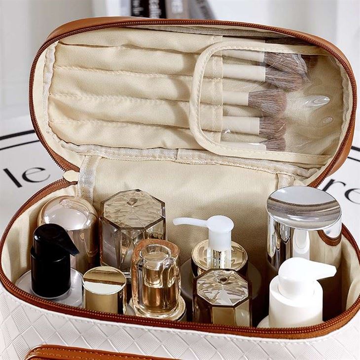 Brush Compartment Makeup Pouch Organizer