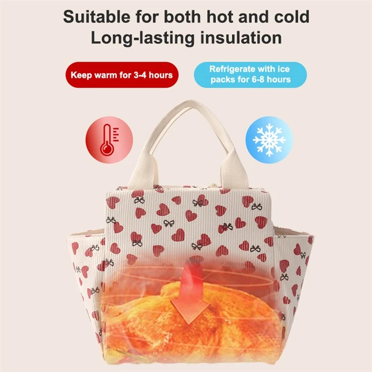 Corduroy Women Reusable Lunch Tote Handbag