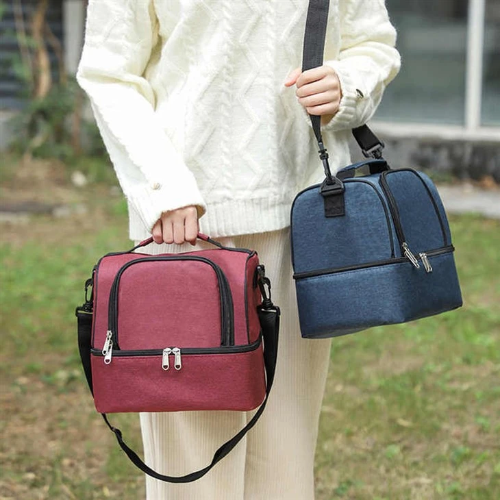 Double Layer Portable Lunch Insulated Bag