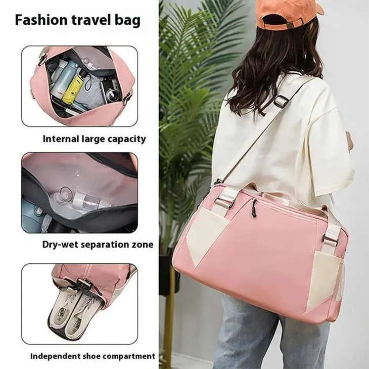 Pink Carry On Luggage Bag With Shoes Compartment