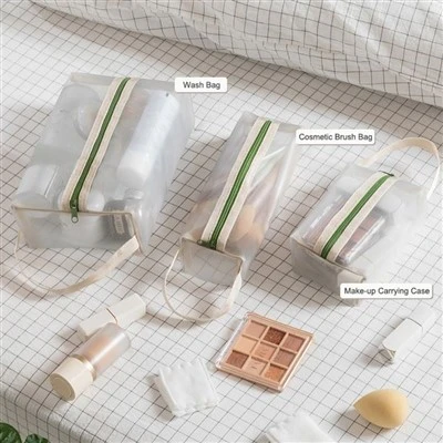 3pcs Mesh Cosmetic Bag Set Travel Skincare