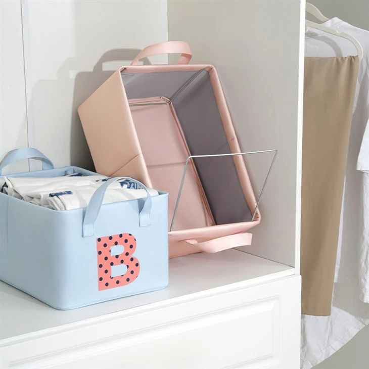 Square Fabric Closet Storage Basket With Handle