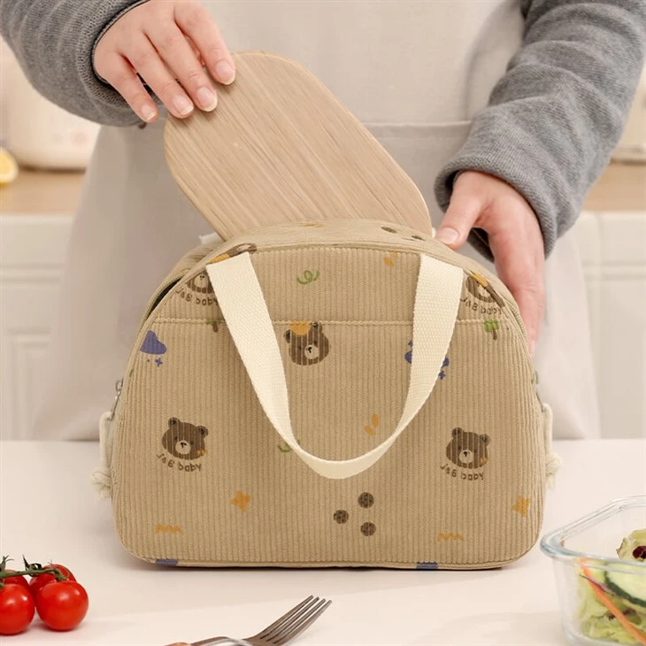 Corduroy insulation fashionable lunch bag