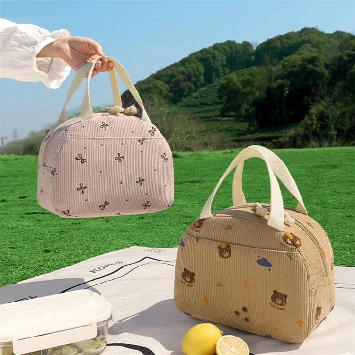 Corduroy insulation fashionable lunch bag