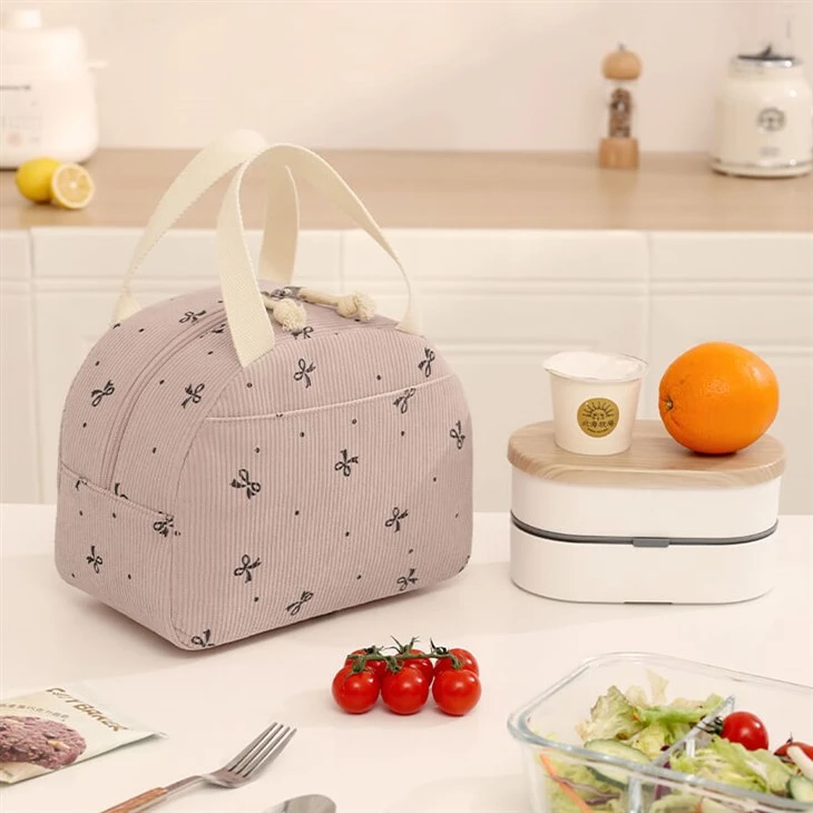 Pink Corduroy insulation fashionable lunch bag