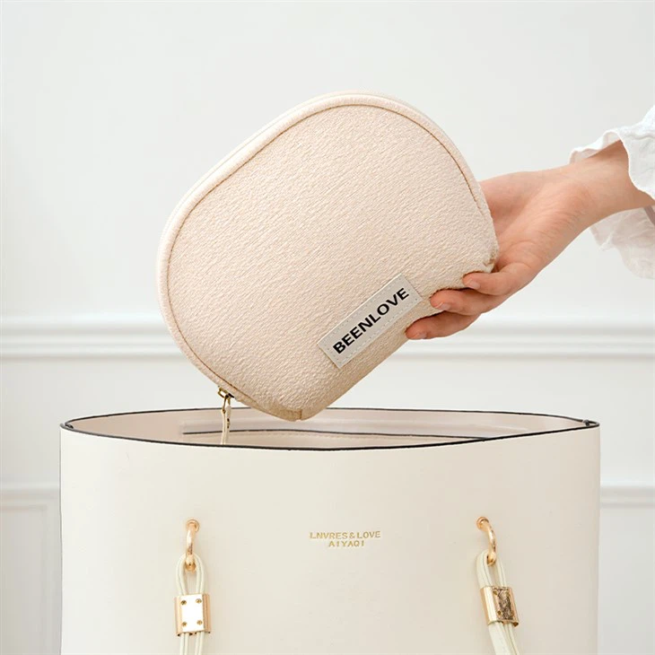 Pink small Half Moon Makeup Bag