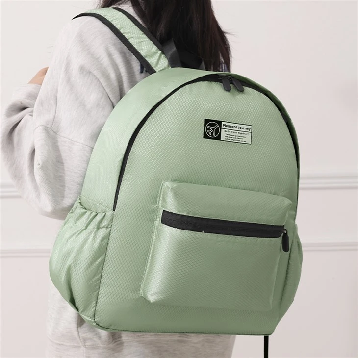 Student foldable travel green backpack