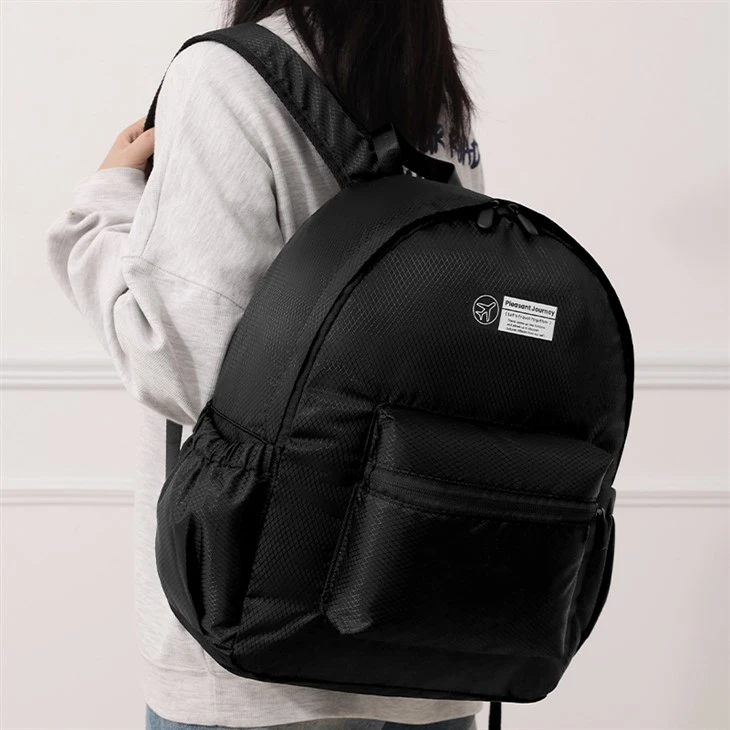 Student foldable travel black backpack